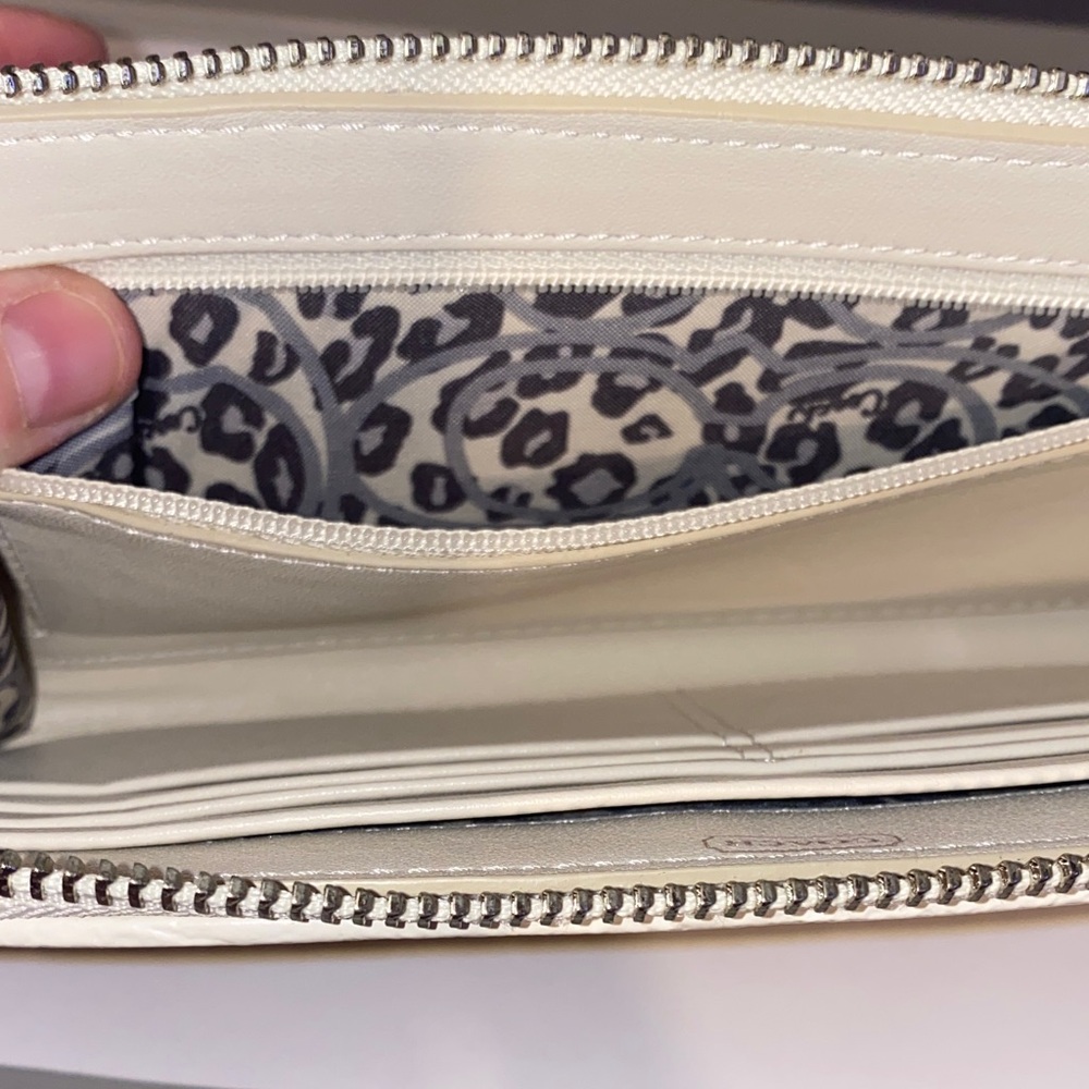 Coach Poppy Mustard Yellow & Cream Wristlet Wallet with Ocelot interior - Picture 12 of 16
